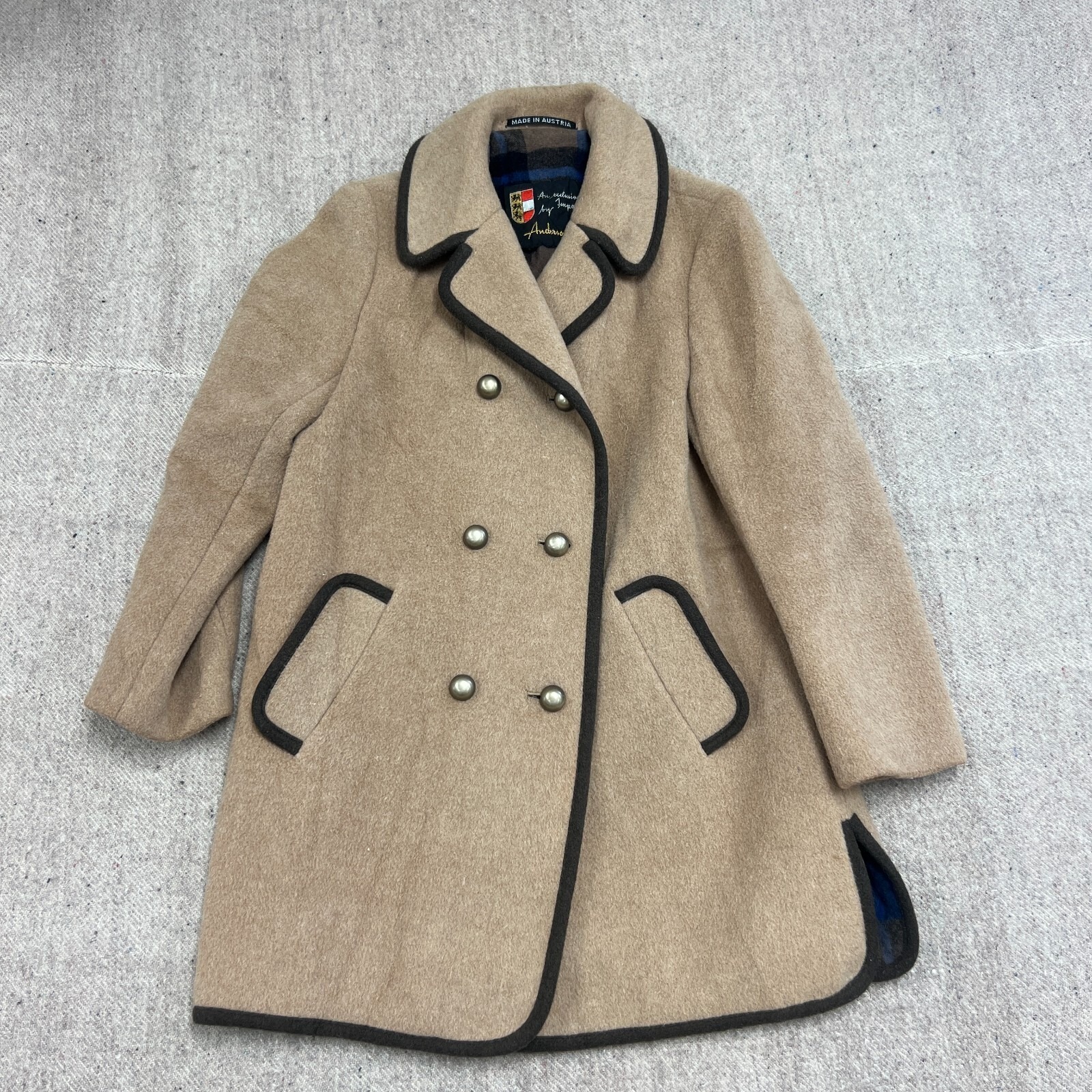 Vintage Anderson Little Pea Coat Xs Beige 1960s Austria